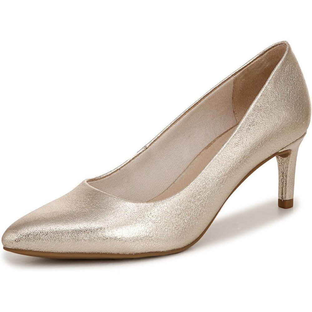 LifeStride Womens Platino Gold Metallic Polyurethane (PU) Alexis Point Toe Pump